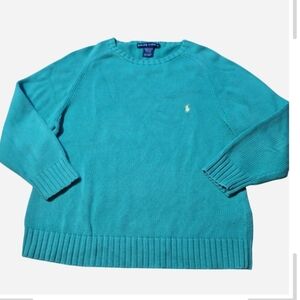 Ralph Lauren Womens LP Sweater Preppy Old Money Green Cotton